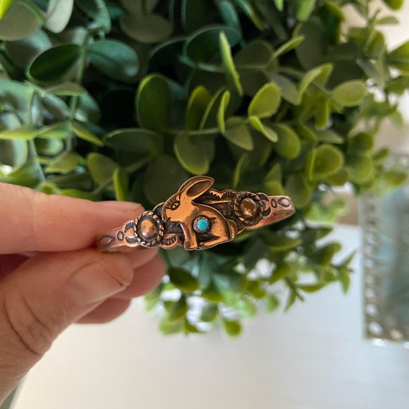 Vintage Wheeler Manufacturing Copper Turquoise Childs Bracelet cuff Southwestern - Picture 1 of 6